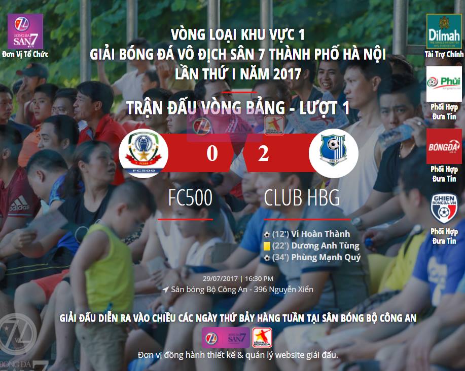 [ Highlight ] FC 500 vs CLUB HBG (V1 Giải bóng đá Vô địch sân 7 Hà Nội - 2017)