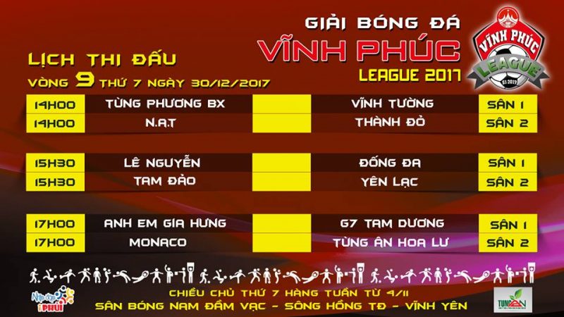 14h00 TRỰC TIẾP Vòng 9 Vĩnh Phúc League 2017