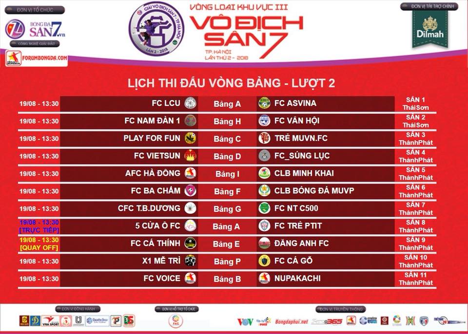 13h30 CN Ngày 19/08 | TRỰC TIẾP Vòng loại KV 3 - Lượt 2 vòng bảng